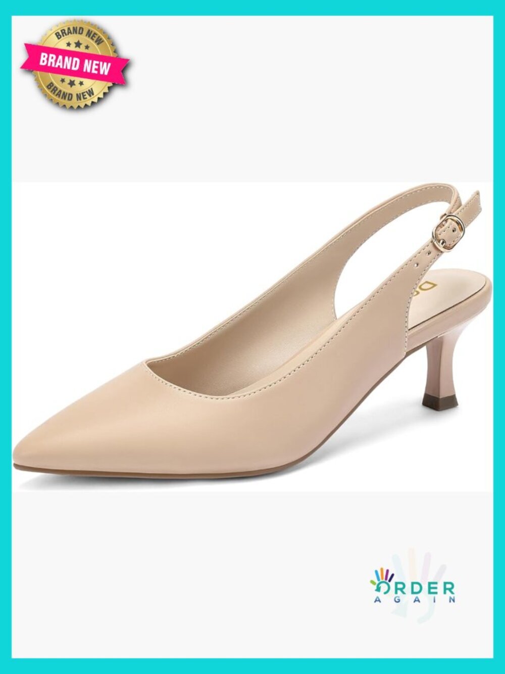 Slingback Kitten Heels Pumps Pointed Toe Low Heel Dress Shoes for Work Wedding